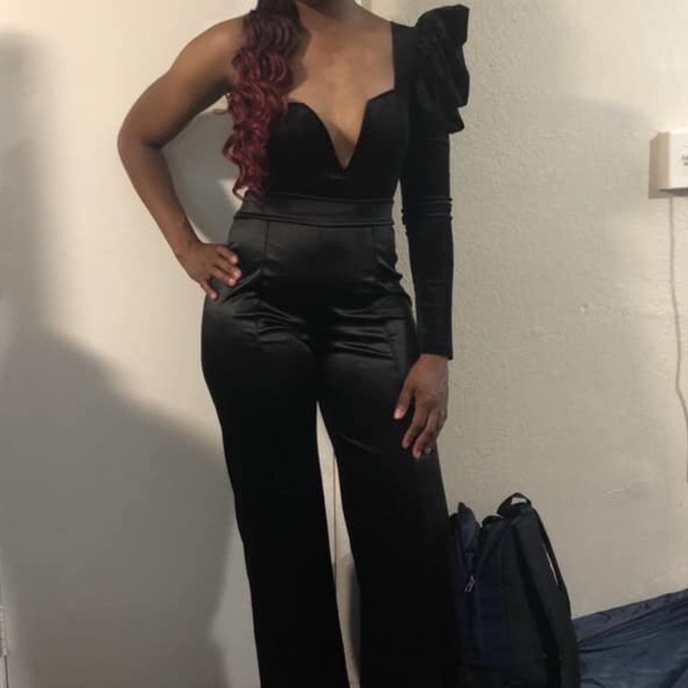 2 piece black pants suit